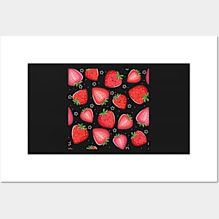Kawaii Strawberries Posters and Art